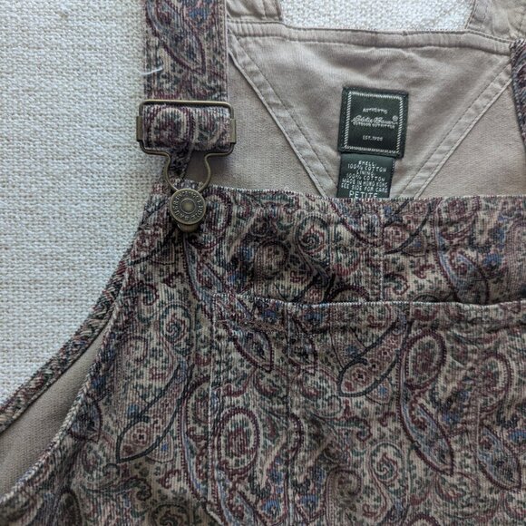 Vintage Eddie Bauer Paisely Corduroy Overall Midi Dress - Picture 4 of 5